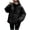 Black, variant on Crunowin Women Puffer Coat, Solid Color Long Sleeve Cotton Padded Hooded Pocket Winter Parka Coat Black L