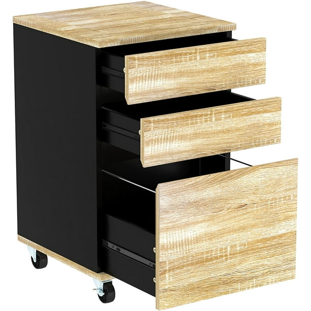 YITAHOME 3Drawer Rolling File Mobile Wooden Storage Filing