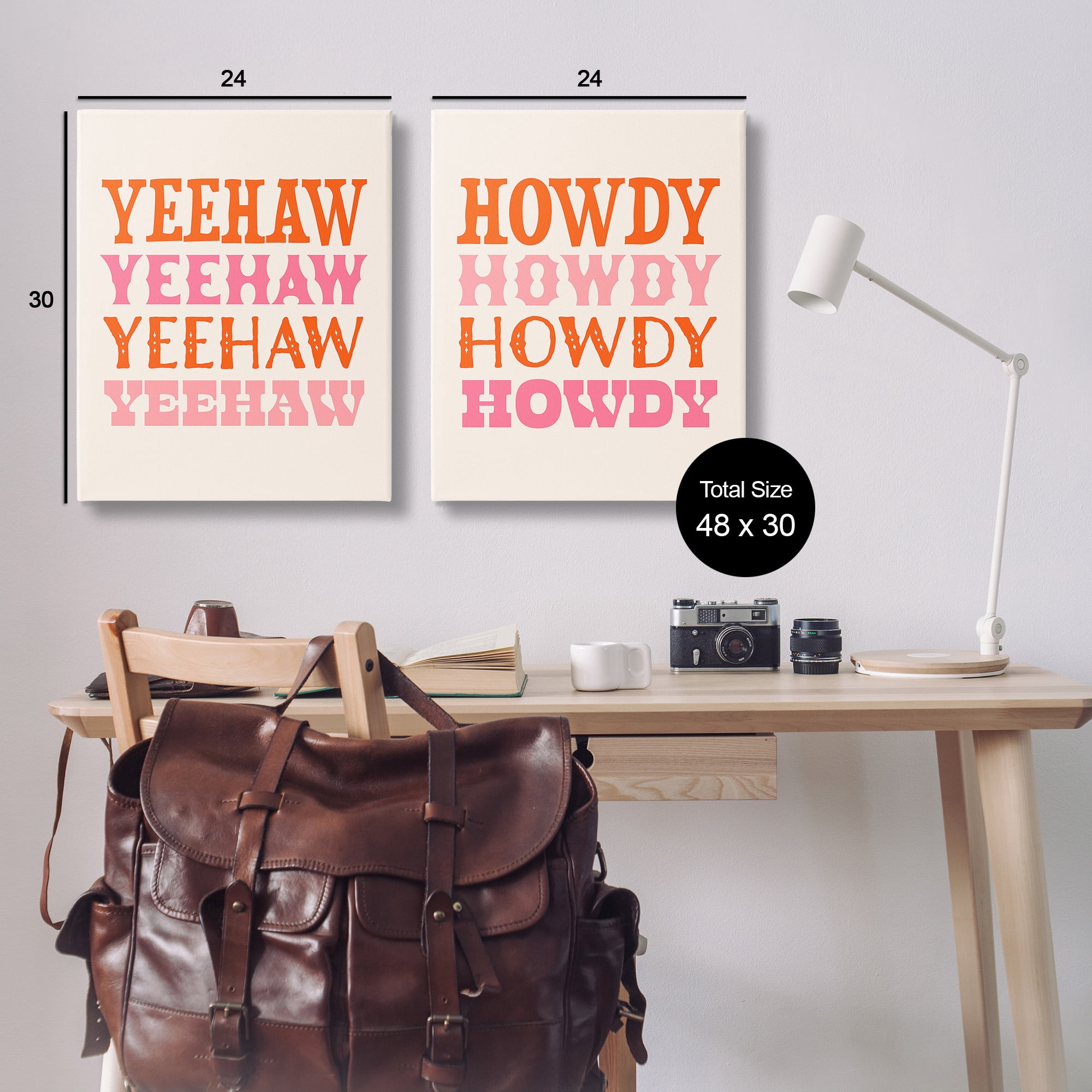 Stupell Industries Yeehaw & Howdy Typography Typography Painting Gallery Wrapped Canvas Art Print Wall Art, 24 x 30, Set of 2