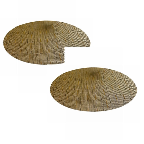 ZOURIH Round Placemats Heat Resistant Vinyl Placemats 17*12 inch Washable Non-Slip Table Mats Woven Place Mats for Dining Table,Brown