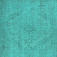 thumbnail image 1 of Ahgly Company Machine Washable Indoor Square Oriental Turquoise Blue Industrial Area Rugs, 8' Square, 1 of 4