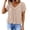 Beige, variant on Womens Short Sleeve T Shirts V Neck Casual Loose Fit Solid Color Summer Tops Soft Breathable Cotton Blend 2026 Trendy Blouse