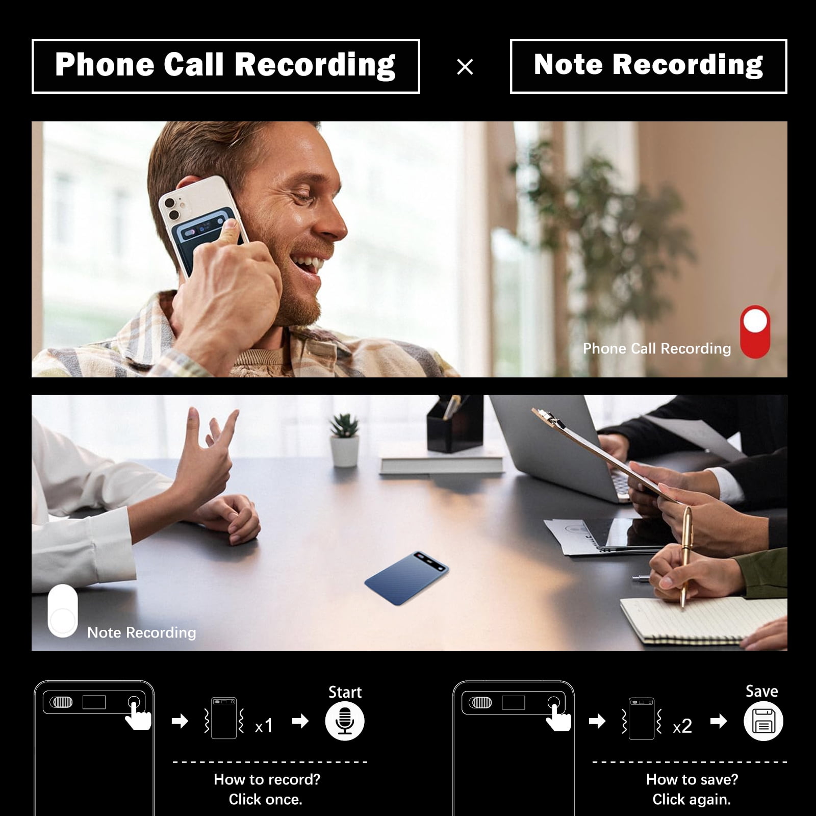 AI Voice Recorder, Transcribe Translate Summarize, Phone Recorder Compatible with Calls Interviews Lectures Meetings, Blue, 64GB