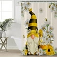 thumbnail image 3 of Yellow Honey Bee Gnome Shower Curtain Daisy Flower Farmhouse Shower Curtains for Bathroom Curtain Sets with Hooks Waterproof Fabric Bath Curtain Small Stall Size 36" x 72", 3 of 5