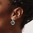 thumbnail image 3 of Sterling Silver Rh-Pltd Green Glass And Clear Cz Fancy Square Post Earrings (Width 15.8) (Length 24.7) - Jbsp, 3 of 5