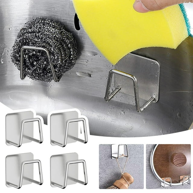 TopLLC 304 Stainless Steel Non Perforated Sponge Cleaning Cloth Storage Cup Holder Small Items