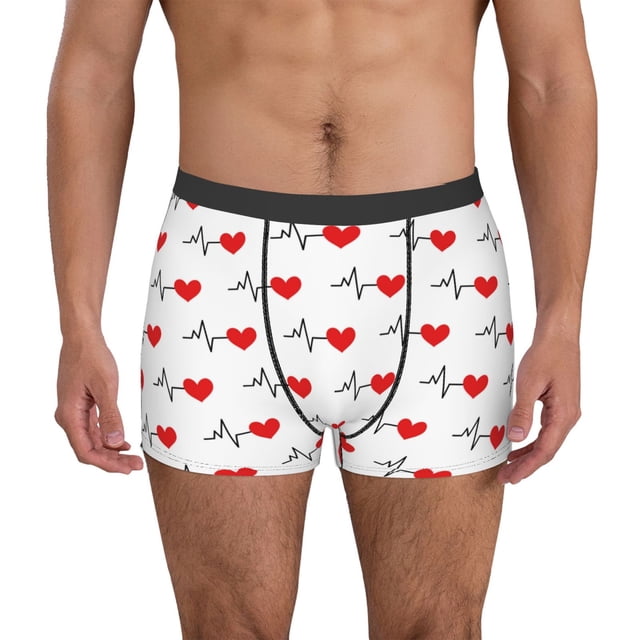Balery Heartbeat Symbol Calzoncillos bóxer para hombre, ropa interior de algodón suave y transpirable con cinturilla de nailon-XX-Large