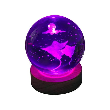 

Asdomo 3d Glowing Crystal Ball Night Light Ornament Creative Coloful Night Scene Lamp With Base For Home Decor Gift