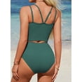 thumbnail image 2 of Womens Bikini Sets Built in Bra Adjustable Spaghetti Swinsuits High Waisted Ruffled Two Piece Swimsuits with Side Pockets, 2 of 8