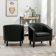 thumbnail image 2 of 29" W Faux Leather Barrel Chairs Set of 2, Modern PU Upholstered Tufted Club Chairs with Nailhead Trim, Small Armchairs Accent Chairs for Living Room Bedroom Apartment Lounge Nursery,Jet Black, 2 of 9