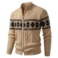 thumbnail image 2 of Stamzod Sweater Jackets for Men Casual Stand Collar Full Zip Knitted Sweaters Long Sleeve Winter Coats for Men Khaki D M, 2 of 6