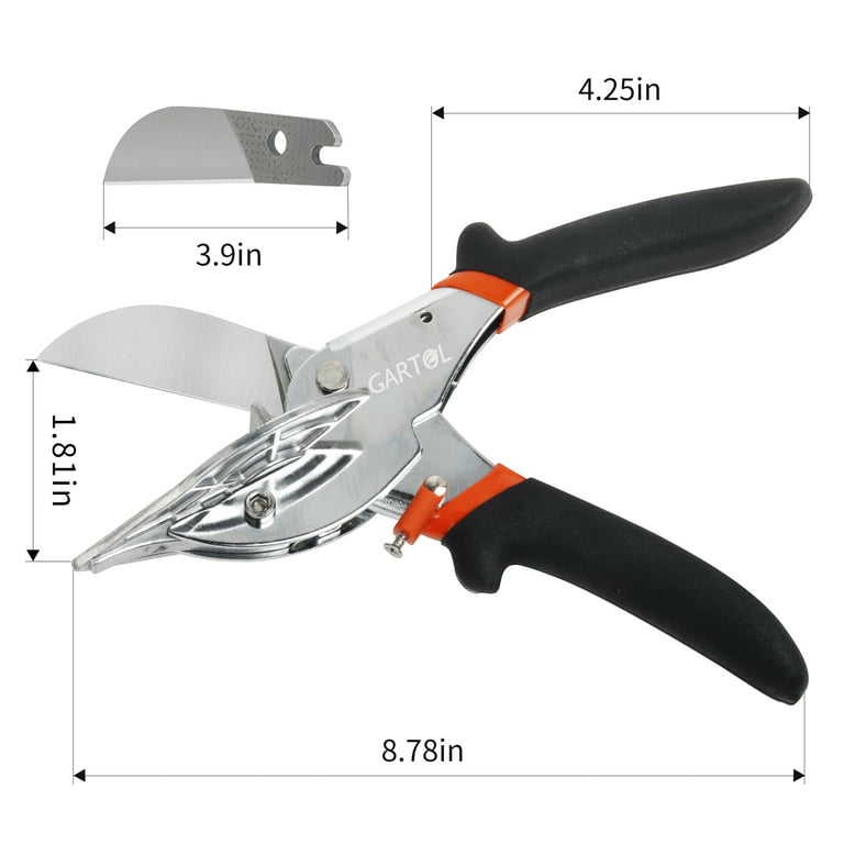 GARTOL Miter Shears for Angular Cutting,Adjustable at 45 to 135 Degree with Two Replacement blades., Black