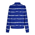 thumbnail image 4 of Uaswgudfs Women's Navy Striped Waffle Knit Jacket, Fall Winter Zip-Up Long Sleeve No-Hood Casual Coat with Pockets - Trendy Outerwear Blue L, 4 of 5