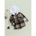 thumbnail image 3 of Inevnen Toddler Kids Boys Girls Flannel Hooded Plaid Shirt Button Baby Hoodie Fall Winter Clothes, 3 of 8