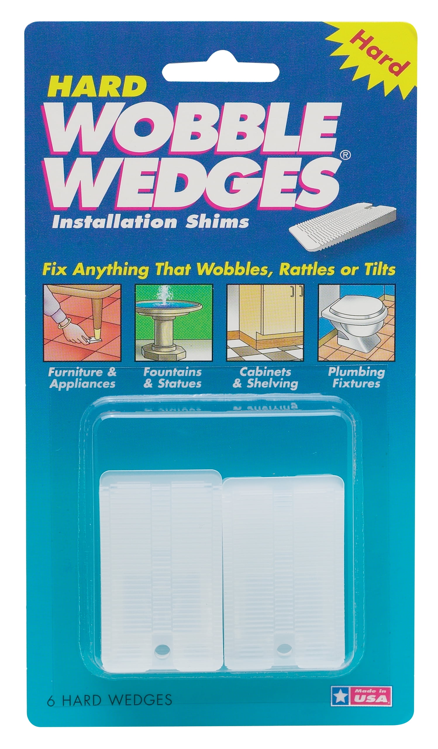 Wobble Wedges Hard Plastic Installation / Furniture Shims 6 Pack