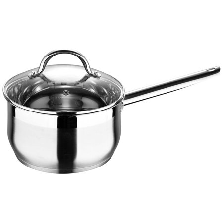 Gourmet by Bergner - 3.5 Qt Stainless Steel Saucepan with Vented Glass Lid, 3.5 Quarts, Polished
