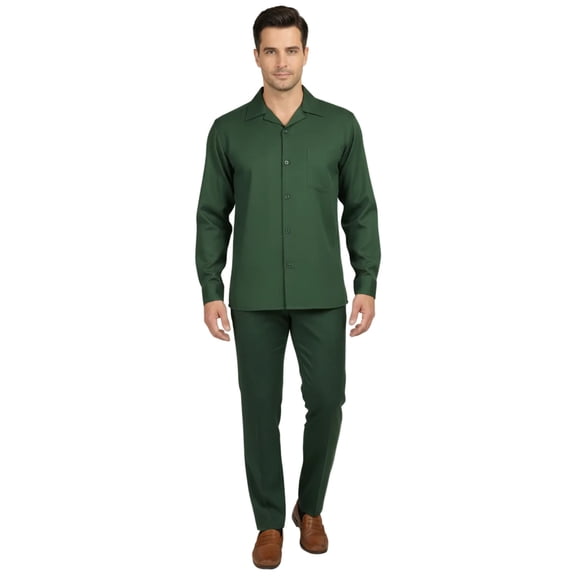 Men's MONTIQUE Two Piece Set Walking Leisure Suit Long Sleeves 1641 H. Green