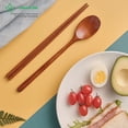 thumbnail image 4 of Palillos de cocina coreana, vajilla, cuchara de madera, palillos de madera, vajilla portátil de tres piezas para picnic al aire libre, 4 of 5
