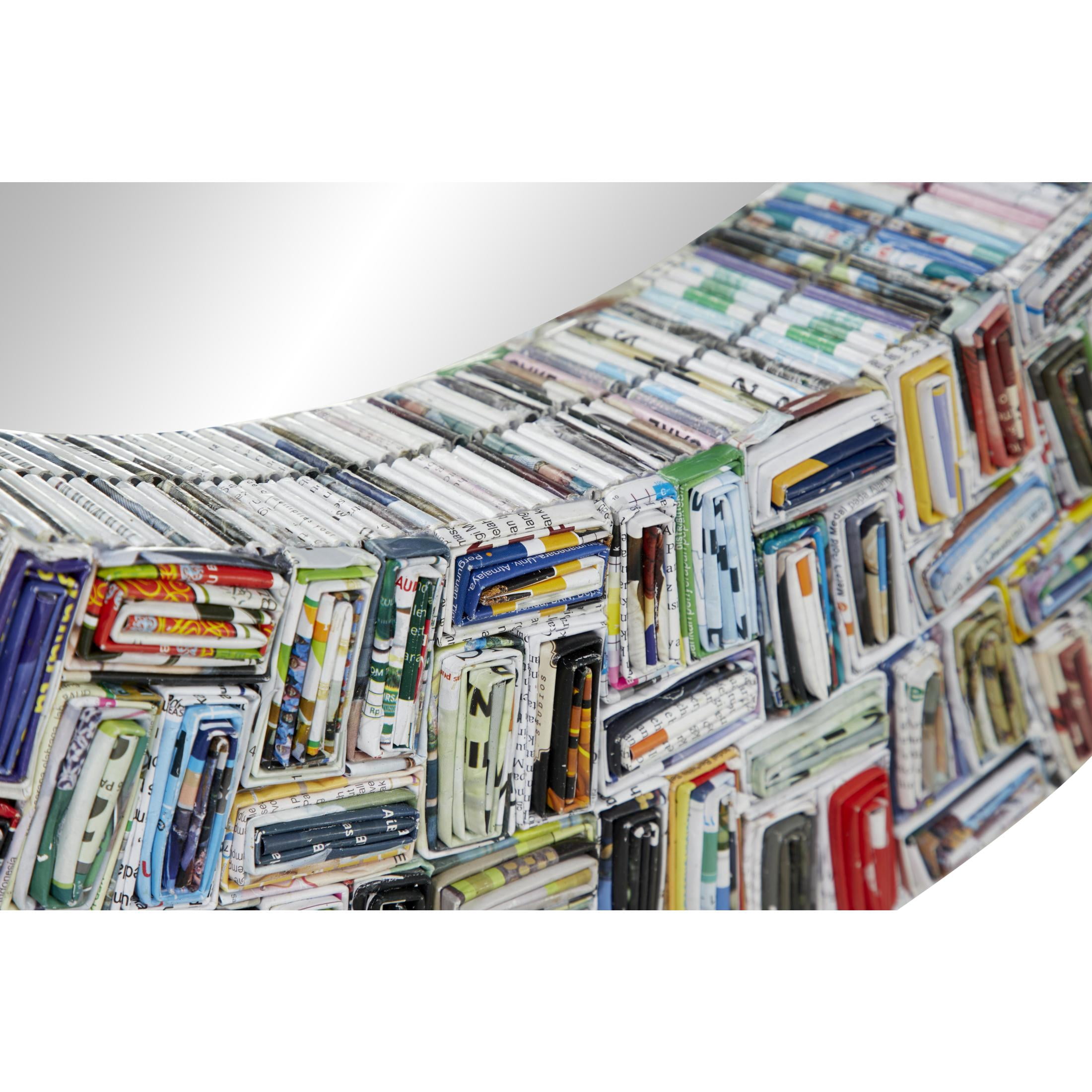 DecMode 38" x 38" Multi Colored Handmade Recycled Magazine Frame Wall Mirror