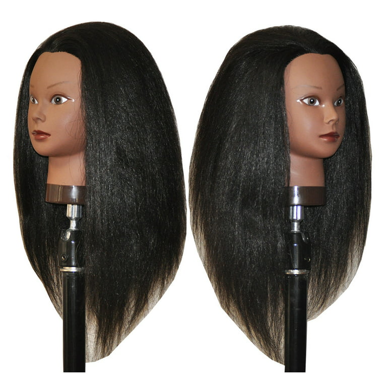 100% Real Hair Mannequin Head Hairdresser Training Head With Stand Tripod  Afro Manikin Cosmetology Doll