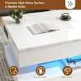 thumbnail image 3 of ChVans 47" Large Lift Top Coffee Table with Charging Station & LED Lights, High Glossy White LED Coffee Table with Hidden Compartment Storage, Modern Living Room Tables w/Marbling Print, 3 of 8