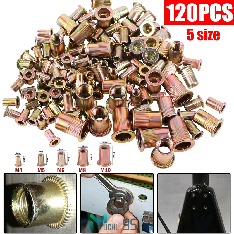 CIRCLE- 120 Pcs Zinc Steel Rivet Nut Kit Rivnut Nutsert Assort Metric M3/M4/M5/M6/M8/M10