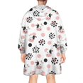 thumbnail image 2 of Wearable Oversized Blanket,White Cow Dot Pattern Wearable Blanket Hoodie for Adults,Cozy Hooded Blankets with Super Pockets,Super Warm Fuzzy Pullover for Women & Men, 2 of 6
