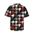 thumbnail image 3 of Uemuo Houndstooth Green Red Printed Regular Fit Short Sleeve Casual Hawaiian Shirt for Men,Aloha shirt,Tropical shirt,Floral print shirt,Vacation Beach shirt-XX-Large, 3 of 9