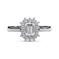thumbnail image 2 of IGI Certified Lab Grown Diamond Ring | Center 5x4mm Emerald Cut Halo Cluster Engagement Promise Rings For Women In 14k Solid White Gold | F-G, VS-SI Quality (0.50 Ctw) Ring Size-8.5, 2 of 7