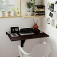 thumbnail image 2 of HYJY Wall Mounted Folding Desk, Fold Down Drop Leaf Table, Wood Laundry Floating Desk, Foldable Computer Table Wall Mount for Small Spaces, Study, Kitchen (Brown), 2 of 18