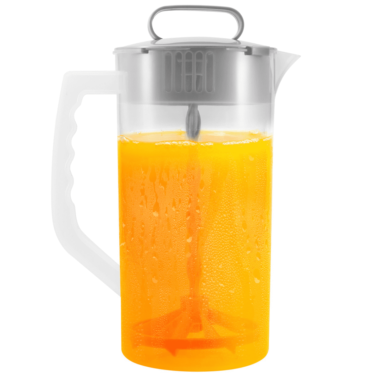3X Mixing Pitcher for Drinks,2 Quart/64oz Plastic Water Pitcher with Lid,Easy-Mix Juice Container,Angled Plastic Blades