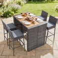 thumbnail image 1 of Costway 5-Piece Patio PE Wicker Bar Set with Backrest and Footrest for Garden, Poolside Gray, 1 of 10