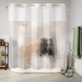 thumbnail image 6 of No Hook Shower Curtain, Brown Black Abstract Shower Curtains for Bathroom with See Through Top Window, Modern Gradient Mottled Simple Art Waterproof & Washable Bath Curtain 66"x72", 6 of 8