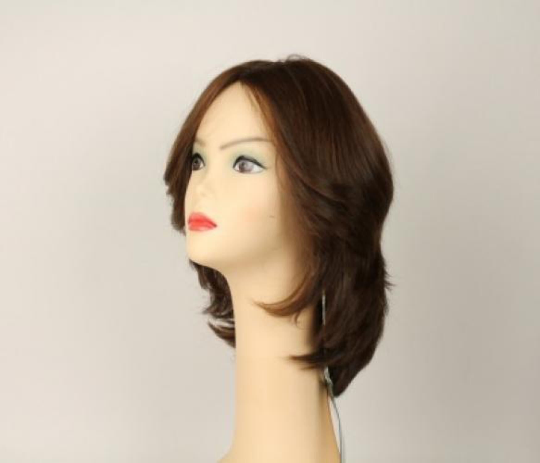 European Human Hair Freeda Wig Shlomit Brown With Reddish Highlights Skin Top Size M