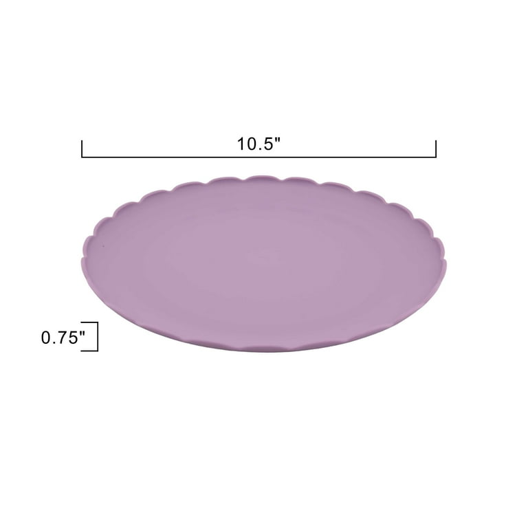 4 pack) Mainstays - Purple Round Plastic Plate, Scalloped, 10.5