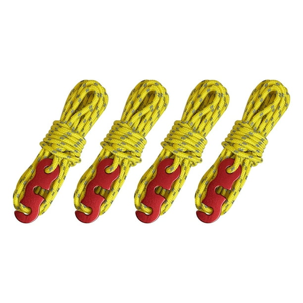 4 Uds cuerdas para tienda de campaña cuerda reflectante cuerda de nailon ligero para exteriores Guy Lines Amarillo Cola Cuerda para tienda de campaña