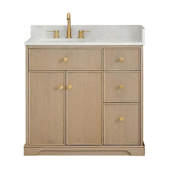 Altair-17 36" Single Bathroom Vanity in Natural Oak with Engineered Stone Countertop