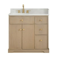 Altair-17 36" Single Bathroom Vanity in Natural Oak with Engineered Stone Countertop