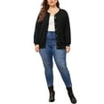 thumbnail image 2 of Agnes Orinda Women's Plus Size Long Sleeves Button Down Crew Neck Knit Sweater Cardigan 2X Black, 2 of 6