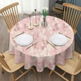 thumbnail image 3 of Round Tablecloths White Pink Flowers Table Cloth Water Resistant Fabric Spillproof Wrinkle Free Soft Table Covers for Dining Kitchen Parties Washable Tabletop Cover 60x60 Inch, 3 of 6