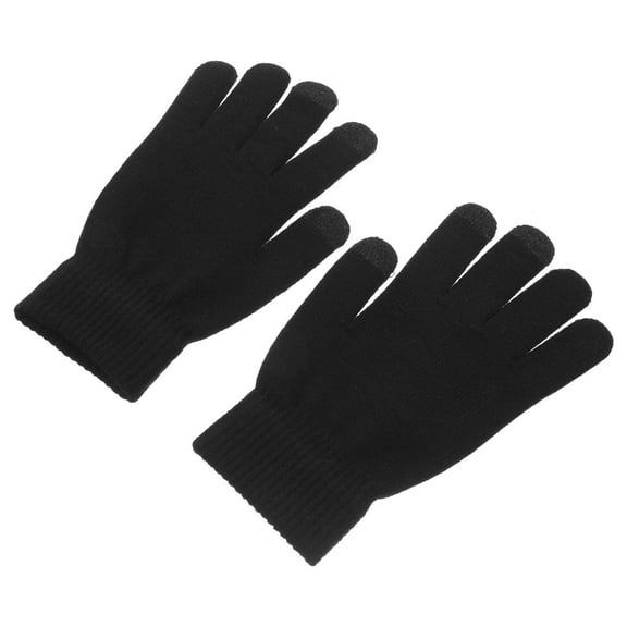 COMPUKAS 1 Pair Black Yarn Gloves For Women And Men With Touch Screen And Wind Protection
