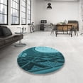 thumbnail image 4 of Ahgly Company Machine Washable Indoor Round Transitional Medium Teal Green Area Rugs, 4' Round, 4 of 7