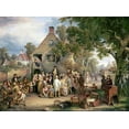 thumbnail image 2 of Cockburn, Edwin 14x11 Black Ornate Wood Framed with Double Matting Museum Art Print Titled - An Auction In a Village, 2 of 4