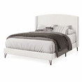 Boucle Fabric Upholstered Full Size Platform Bed Frame, Round Arc Wing ...