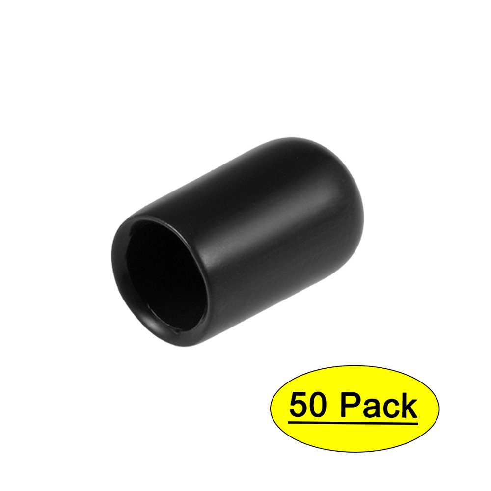 50pcs Rubber End Caps, 7mm ID Round End Cap Cover Flexible Screw Thread