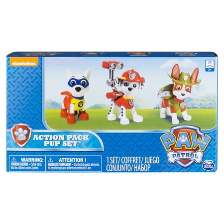 Paw Patrol Action Pack Pups Figure Set, 3pk, Tracker, Apollo, (Best Toys For Staffy Pup)