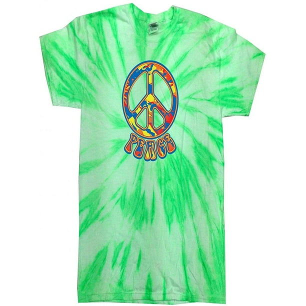 Buy Cool Shirts - Mens Tie Dye Funky Peace T-shirt, Small Neon Kiwi ...