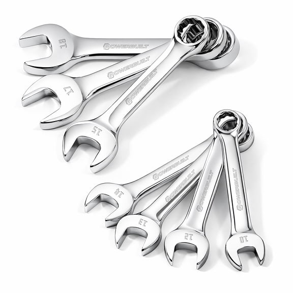 Powerbuilt 7 Piece Metric Stubby Combination Wrench Set - 640204