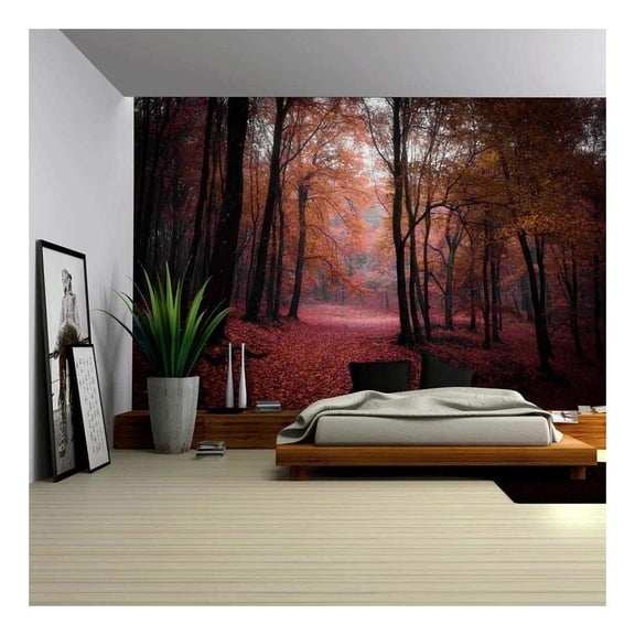 wall26 - Autumn Time in a Forest - Wall Mural, Removable Sticker, Home Decor - 66x96 inches