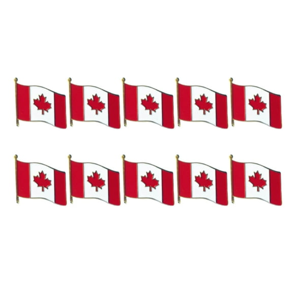 10pcs Canadian Flag Brooch Iron Stoving Varnish Clothing Decor Brooch for Festival Party Gathering